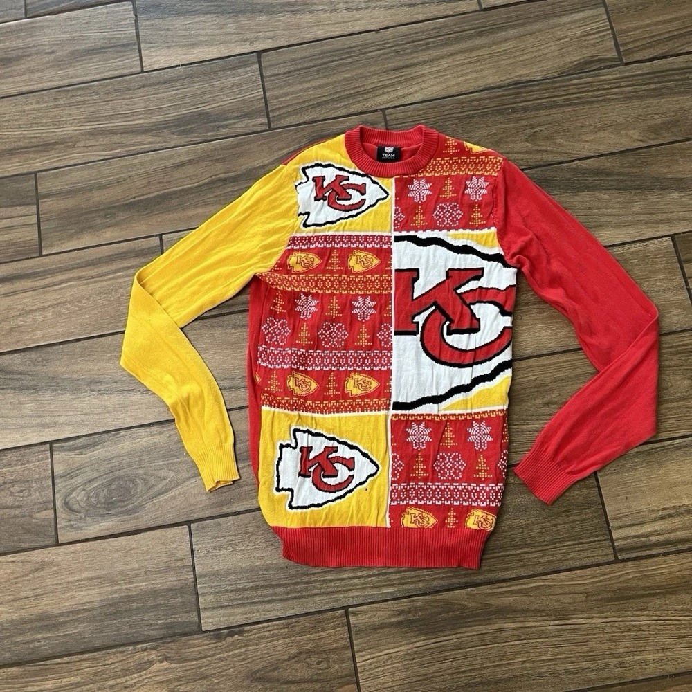NFL Team Apparel Kansas City Chiefs Ugly Christmas Sweater Men's Small